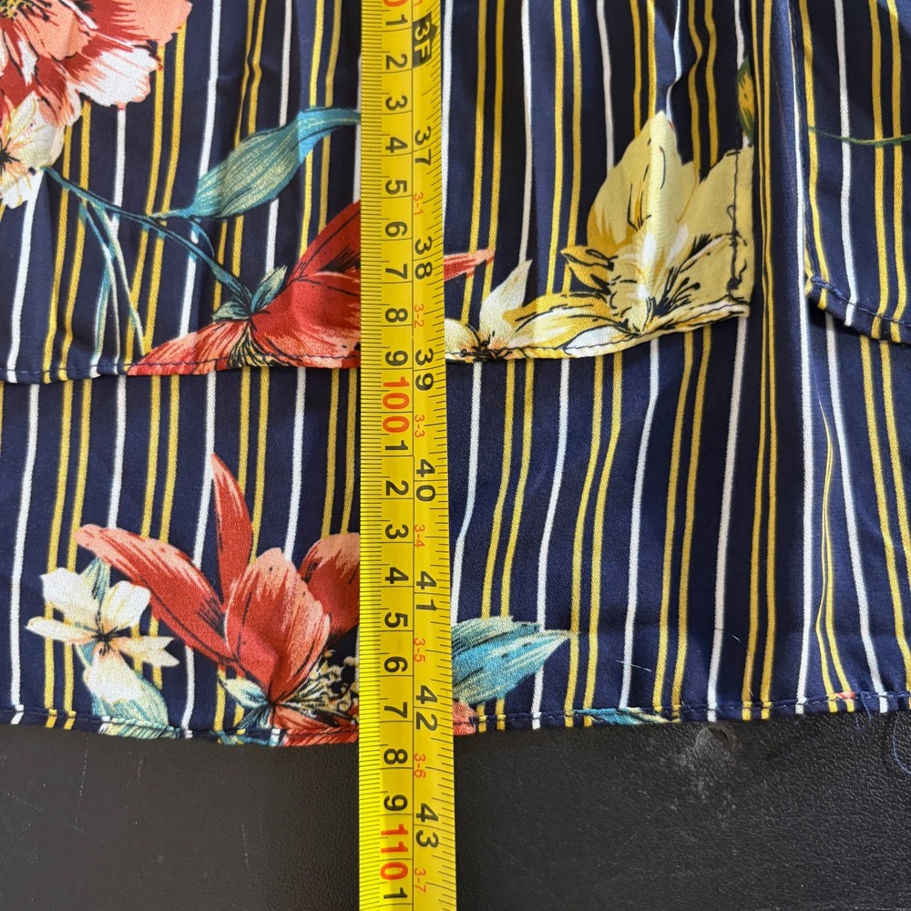 Umgee Floral Striped Kimono DusterSize M/L Navy Blue Open Front Sheer Boho NWT - Picture 10 of 11